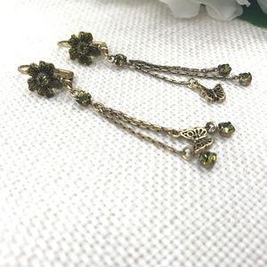 Butterfly and Flower Crystal Dangle Earrings